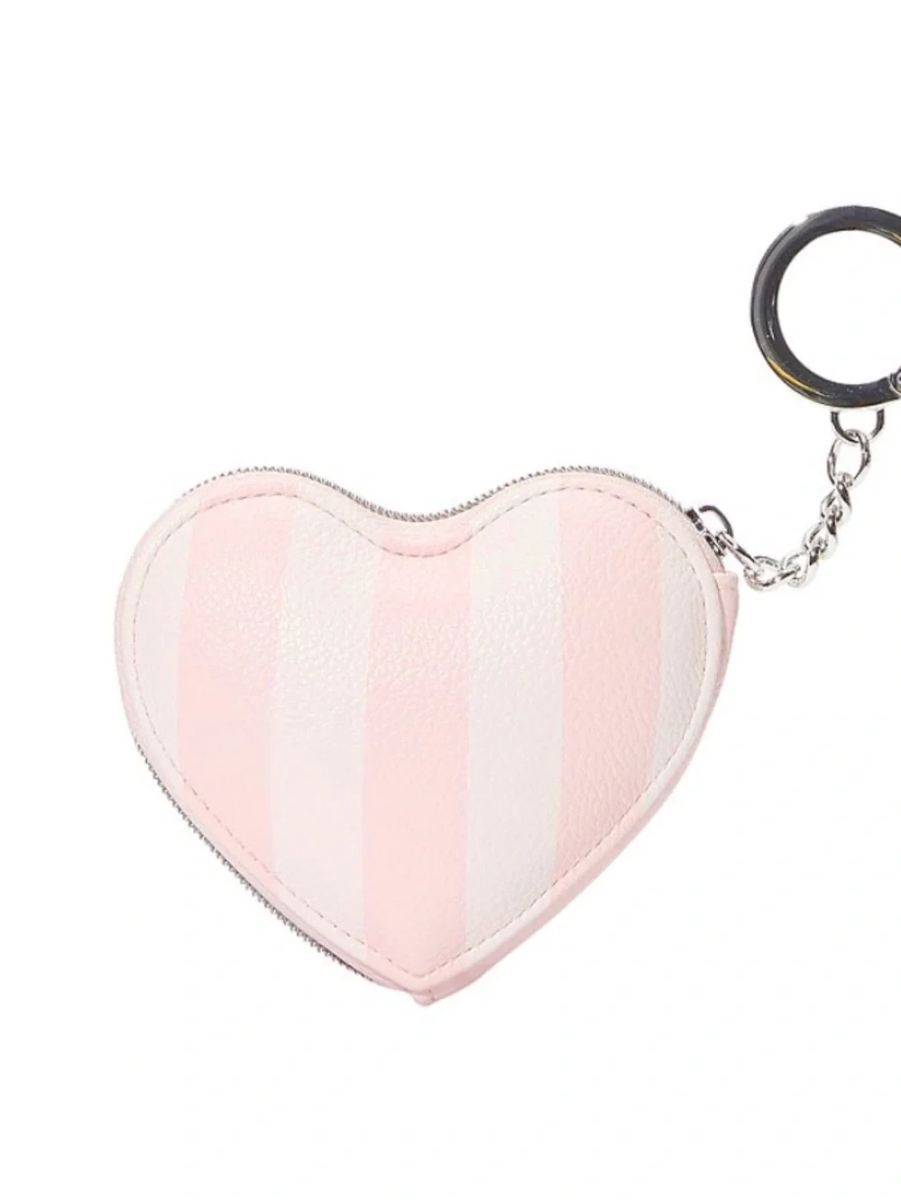 Victoria's Secret Pink & White Striped Heart Key Pouch with Keyring - Picture 3 of 3